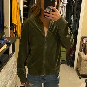 Puma green velvet zip-up